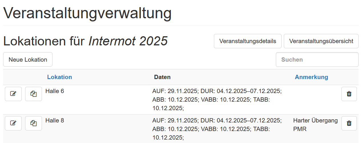 Veranstaltungsverwaltung – Lokationen