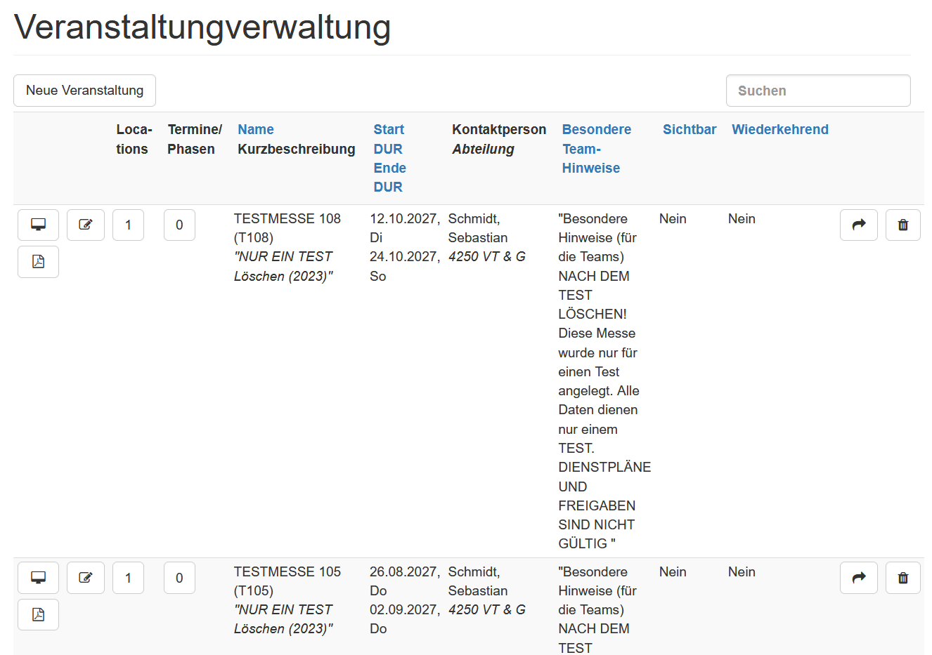 Veranstaltungsverwaltung
